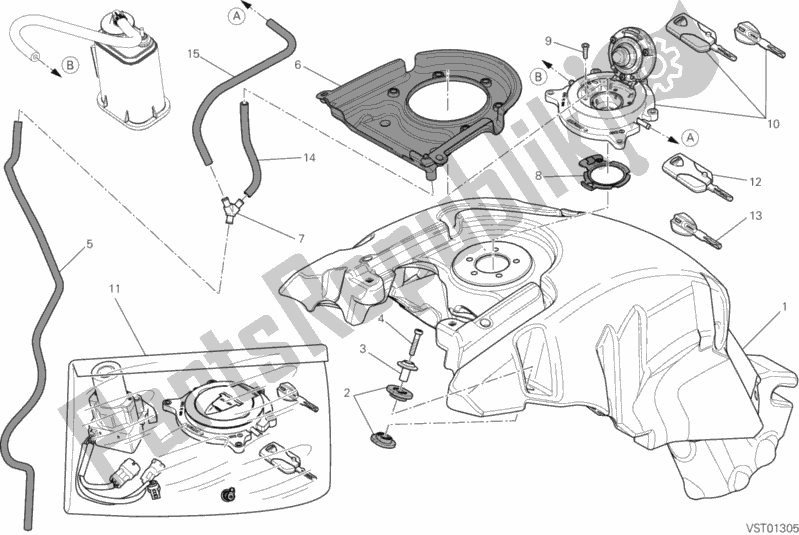 Toutes les pièces pour le Réservoir D'essence du Ducati Diavel FL USA 1200 2018